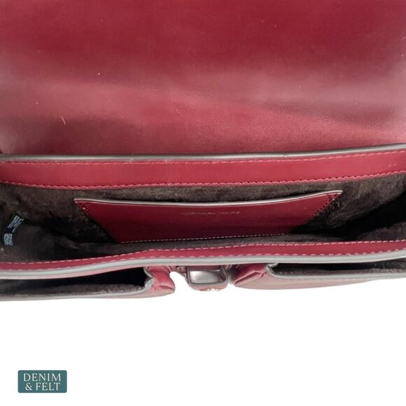 NEW Michael Kors Colby Medium Leather Shoulder Bag Mulberry Buckle Flap Purse - Picture 12 of 13